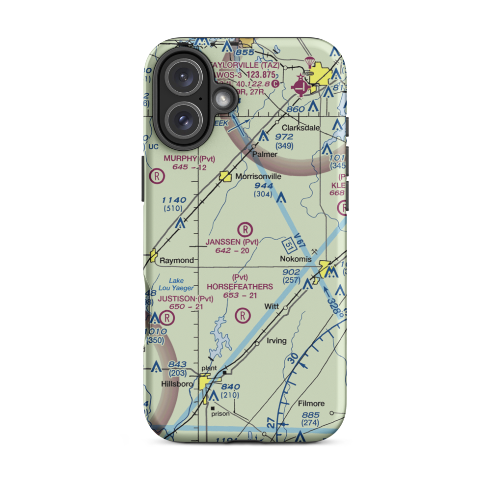 Alan B. Janssen Airport (4LL9) VFR Sectional  Tough iPhone Case iPhone 16 Plus model shown