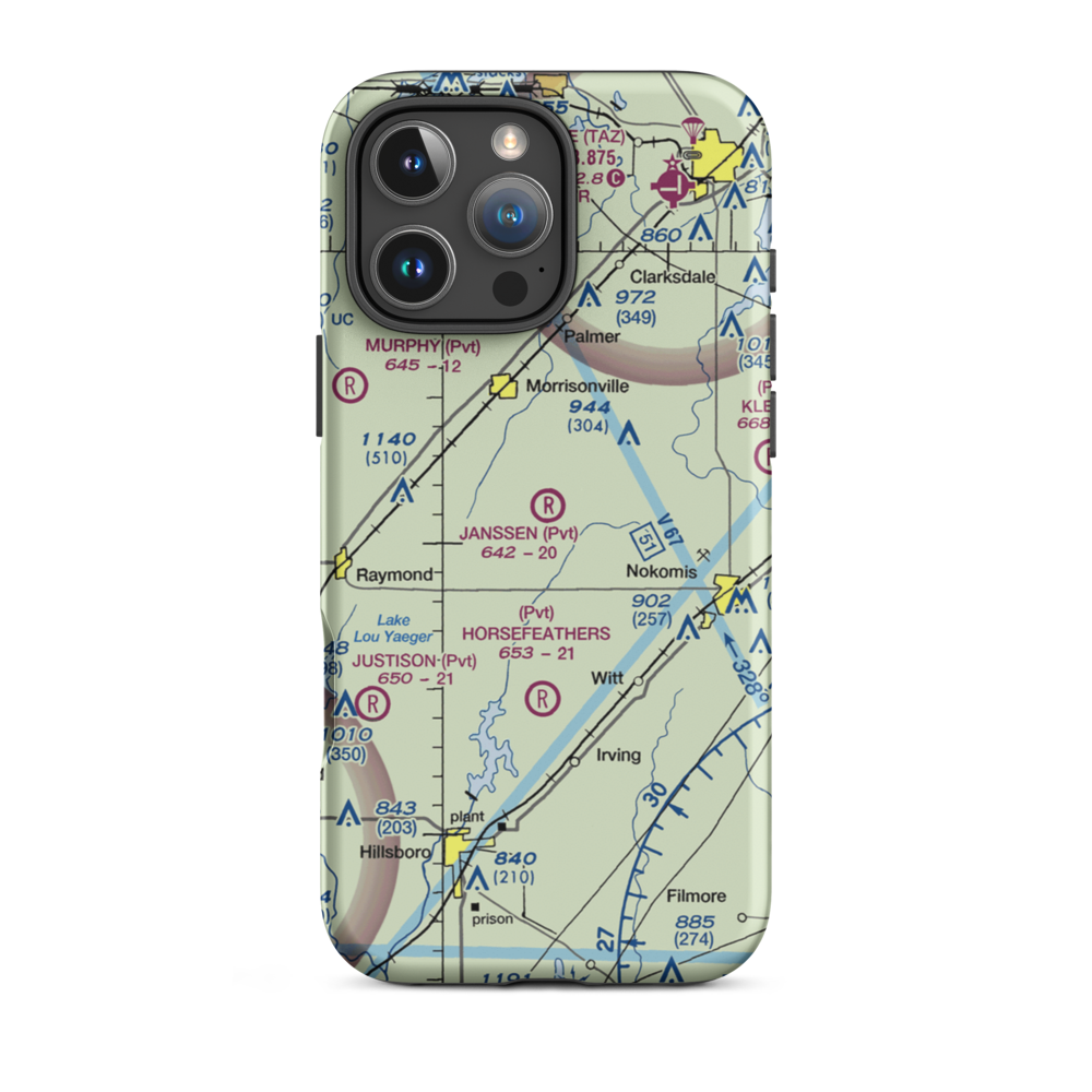 Alan B. Janssen Airport (4LL9) VFR Sectional  Tough iPhone Case iPhone 16 Pro Max model shown