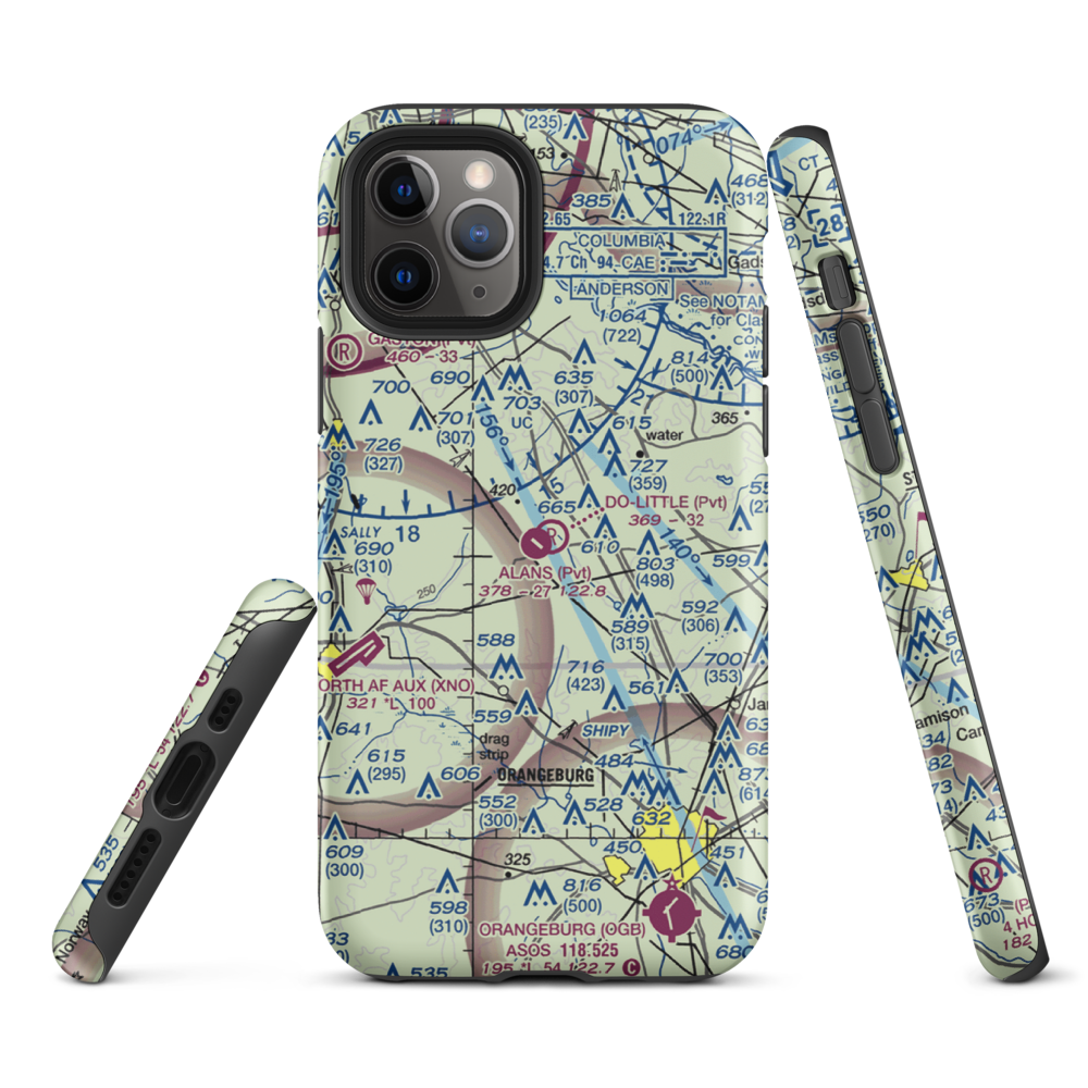 Alan's Airport (SC07) VFR Sectional  Tough iPhone Case iPhone 11 Pro model shown