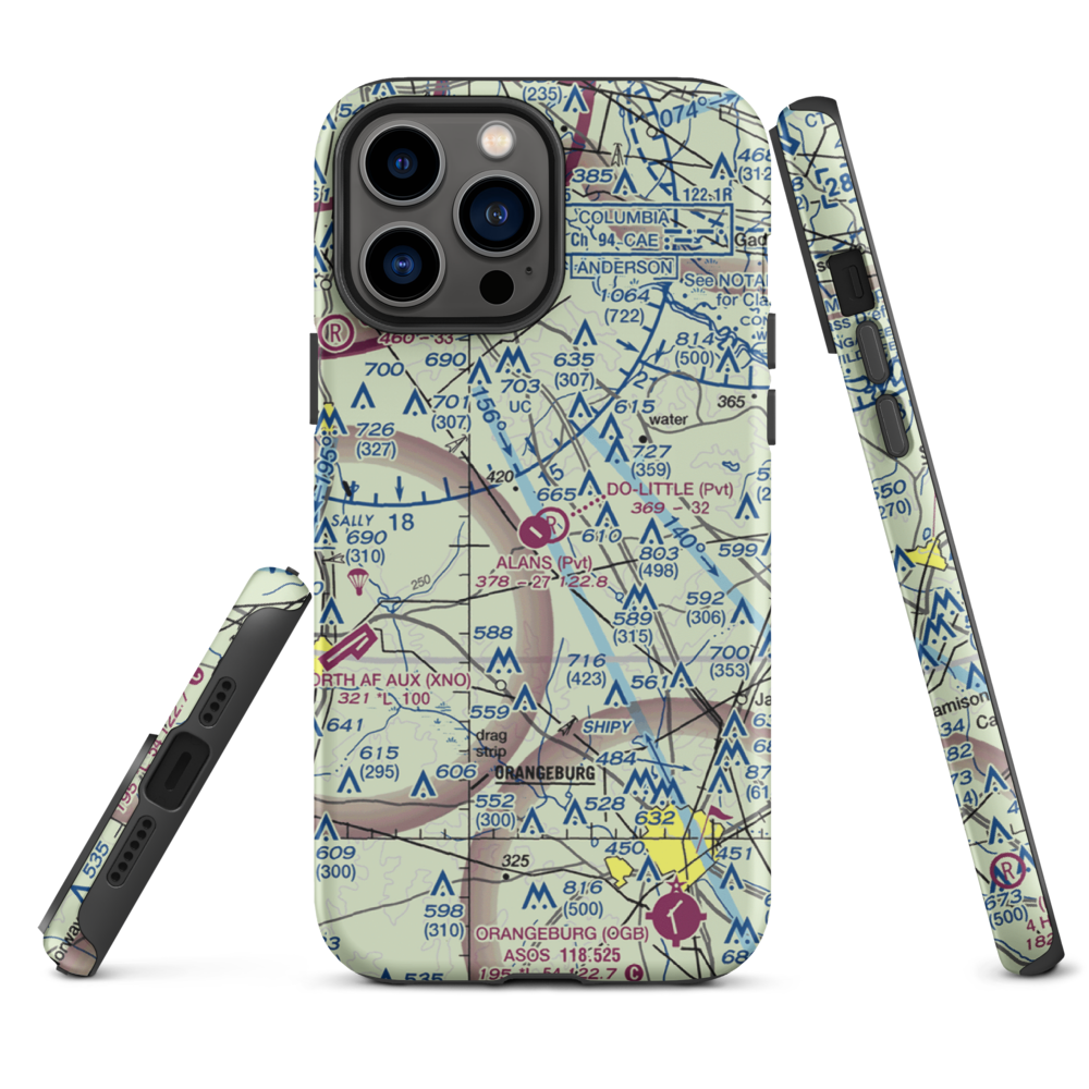 Alan's Airport (SC07) VFR Sectional  Tough iPhone Case iPhone 13 Pro Max model shown