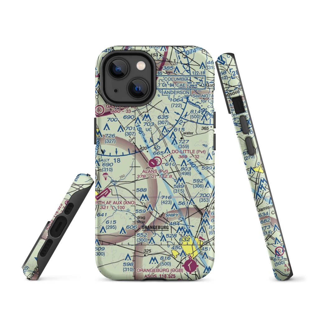 Alan's Airport (SC07) VFR Sectional  Tough iPhone Case iPhone 14 model shown