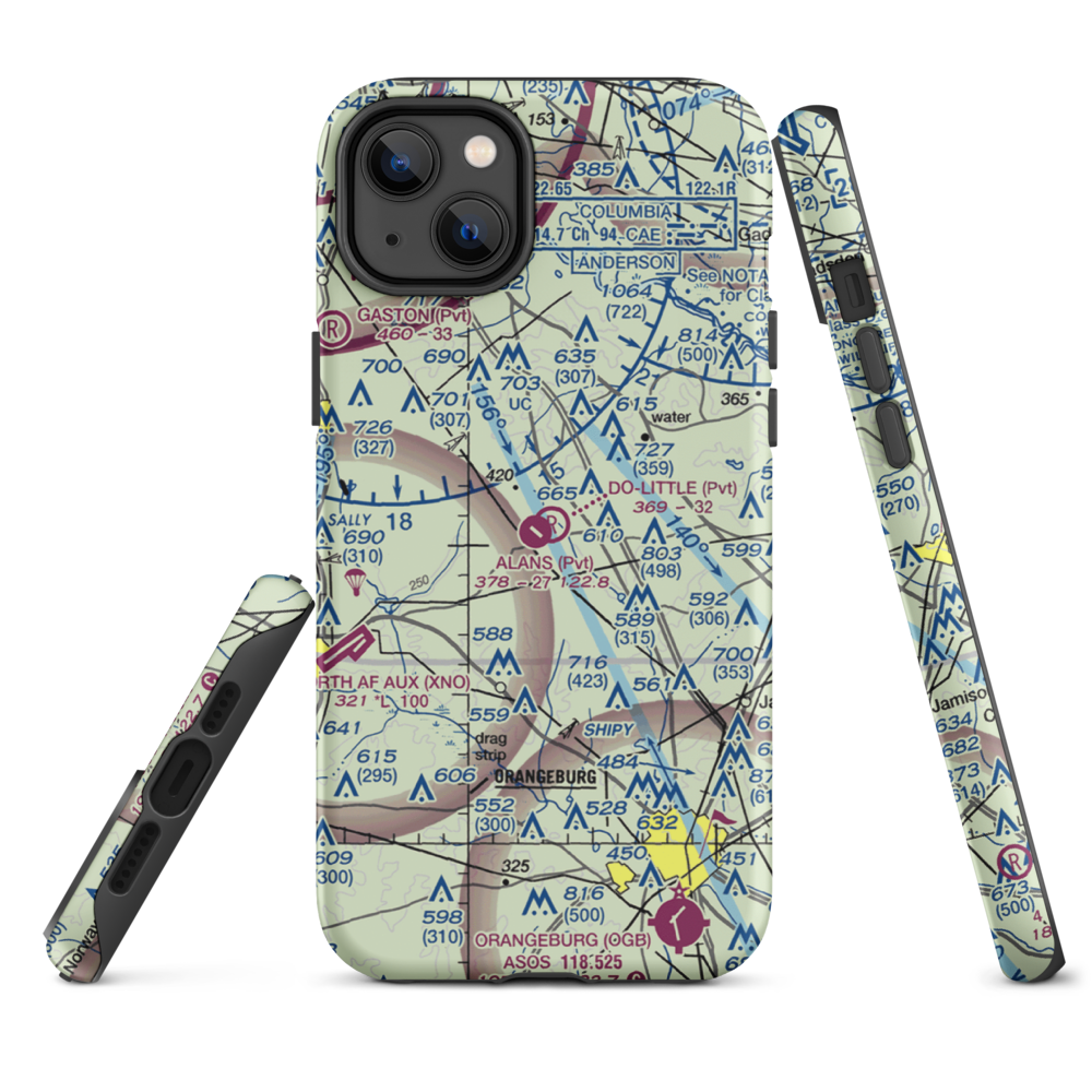 Alan's Airport (SC07) VFR Sectional  Tough iPhone Case iPhone 14 Plus model shown