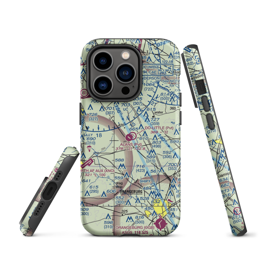Alan's Airport (SC07) VFR Sectional  Tough iPhone Case iPhone 14 Pro model shown