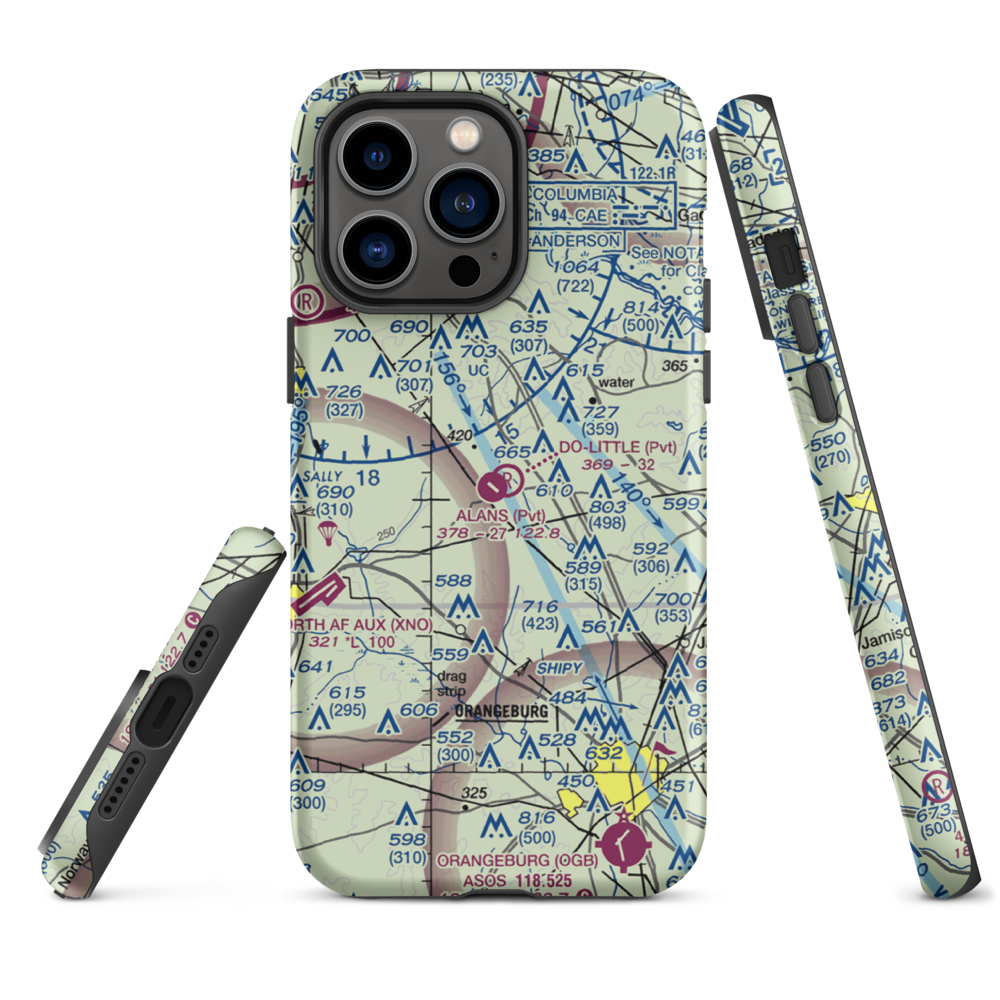 Alan's Airport (SC07) VFR Sectional  Tough iPhone Case iPhone 14 Pro Max model shown