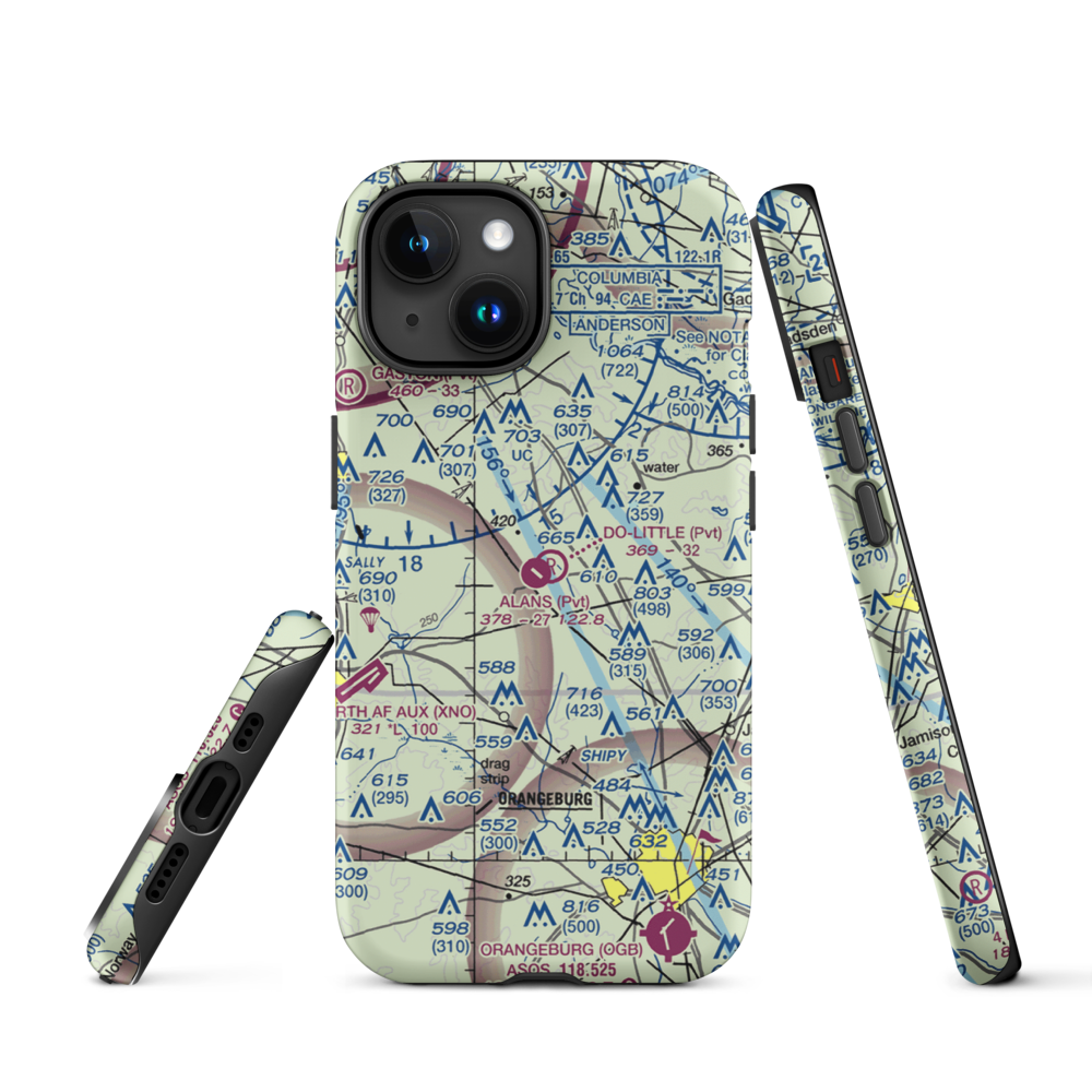 Alan's Airport (SC07) VFR Sectional  Tough iPhone Case iPhone 15 model shown