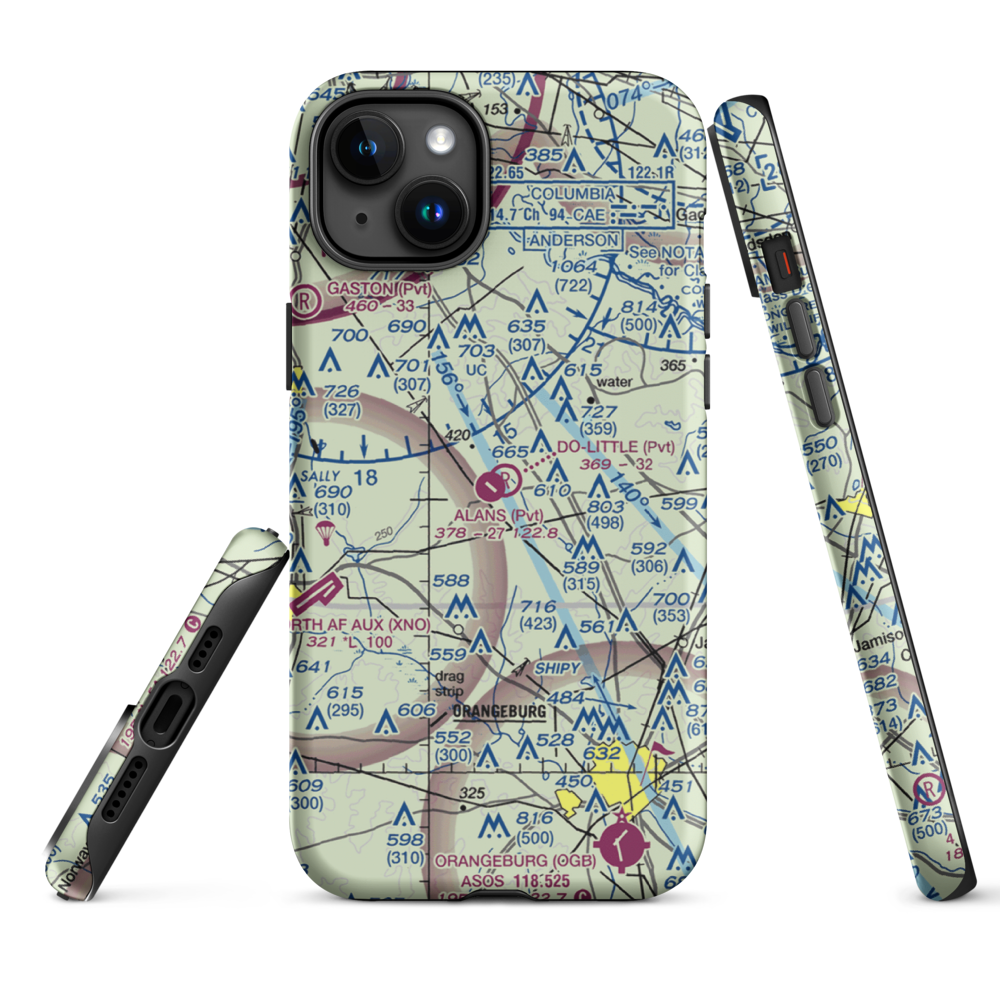 Alan's Airport (SC07) VFR Sectional  Tough iPhone Case iPhone 15 Plus model shown