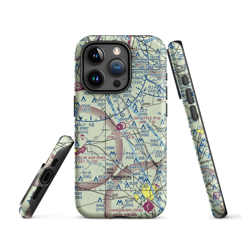 Alan's Airport (SC07) VFR Sectional  Tough iPhone Case iPhone 15 Pro model shown