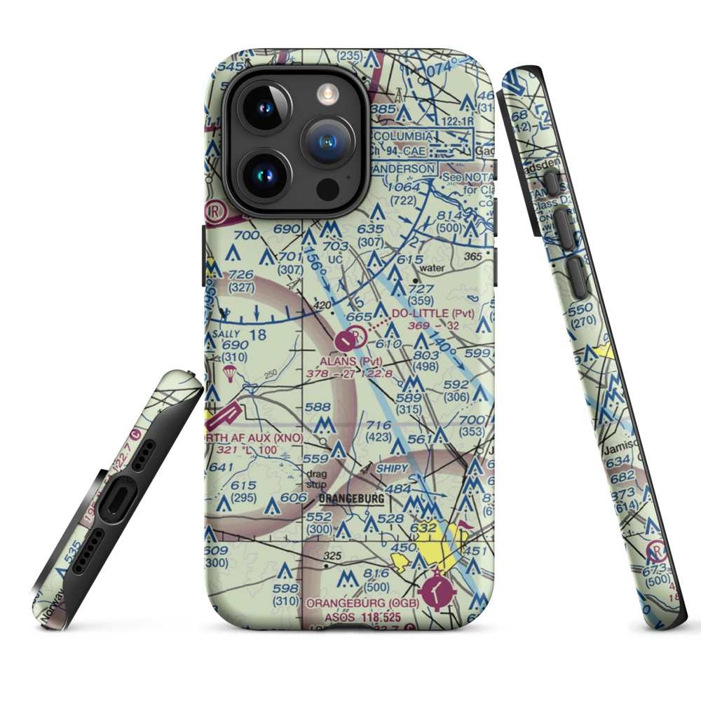 Alan's Airport (SC07) VFR Sectional  Tough iPhone Case iPhone 15 Pro Max model shown