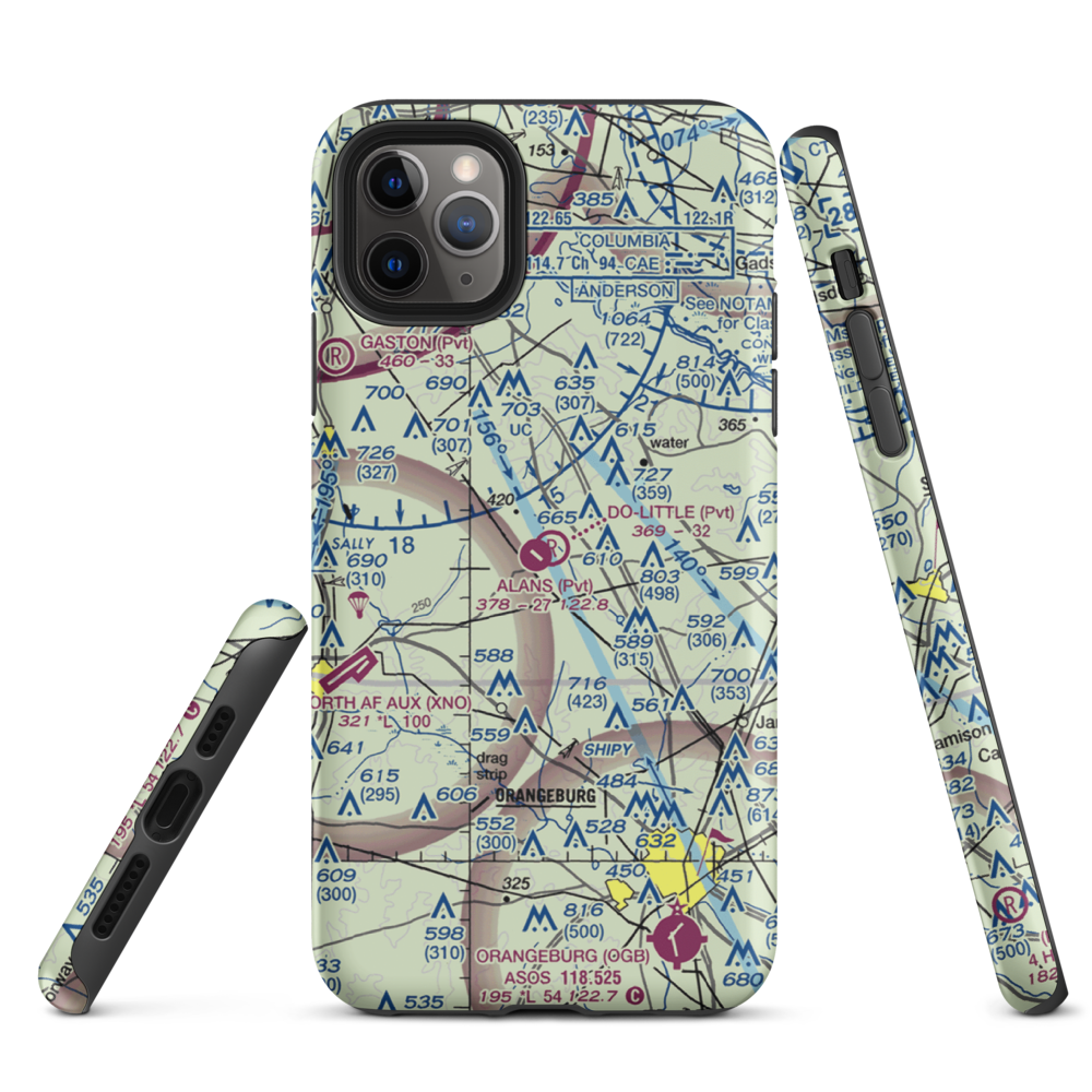 Alan's Airport (SC07) VFR Sectional  Tough iPhone Case iPhone 11 Pro Max model shown