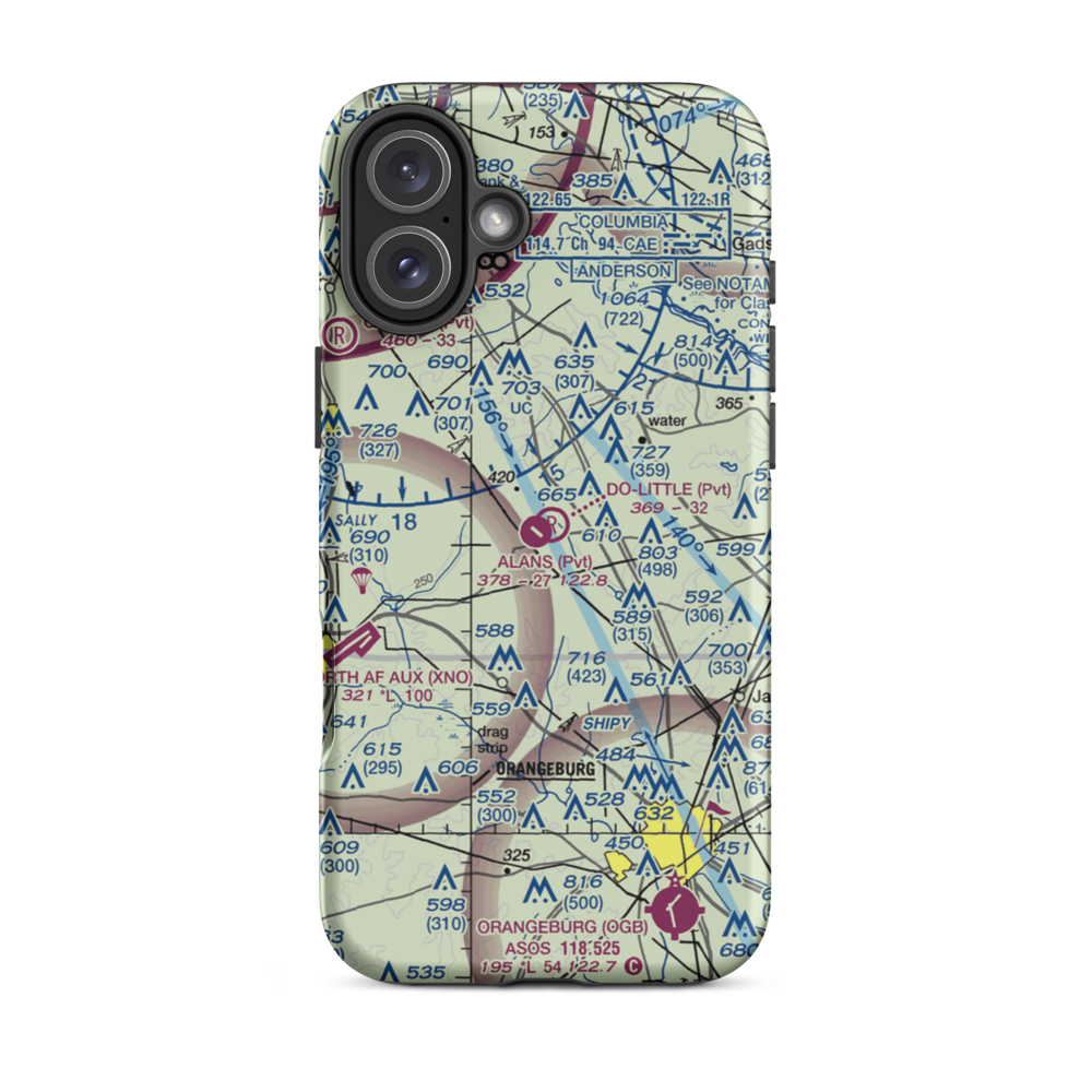 Alan's Airport (SC07) VFR Sectional  Tough iPhone Case iPhone 16 Plus model shown