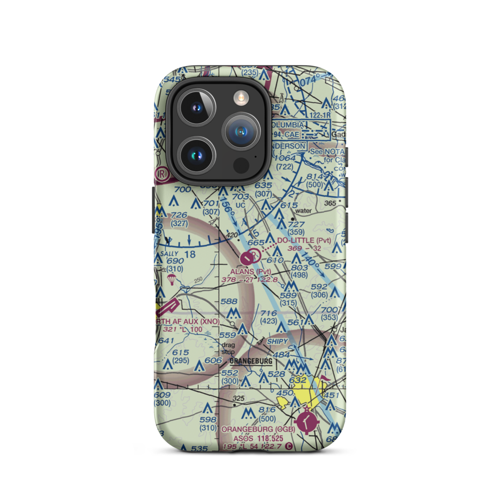 Alan's Airport (SC07) VFR Sectional  Tough iPhone Case iPhone 16 Pro model shown