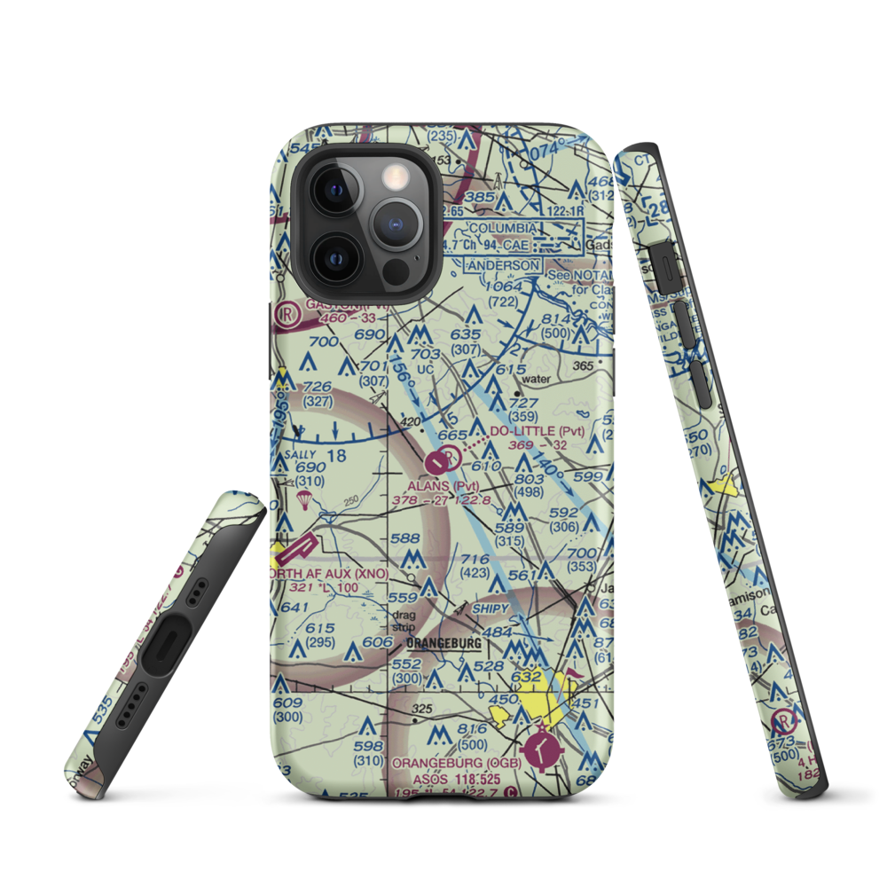 Alan's Airport (SC07) VFR Sectional  Tough iPhone Case iPhone 12 Pro model shown