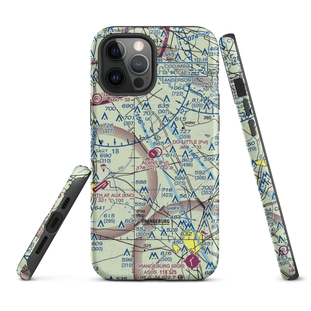 Alan's Airport (SC07) VFR Sectional  Tough iPhone Case iPhone 12 Pro Max model shown