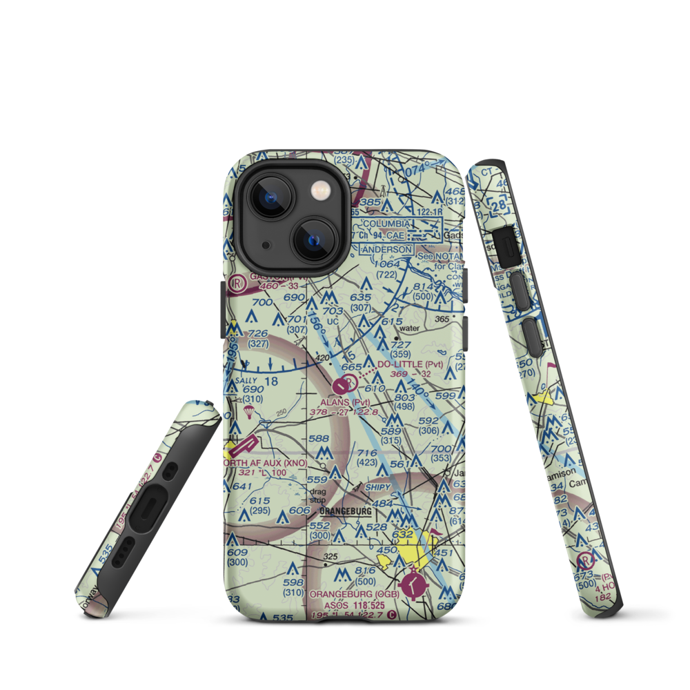 Alan's Airport (SC07) VFR Sectional  Tough iPhone Case iPhone 13 mini model shown