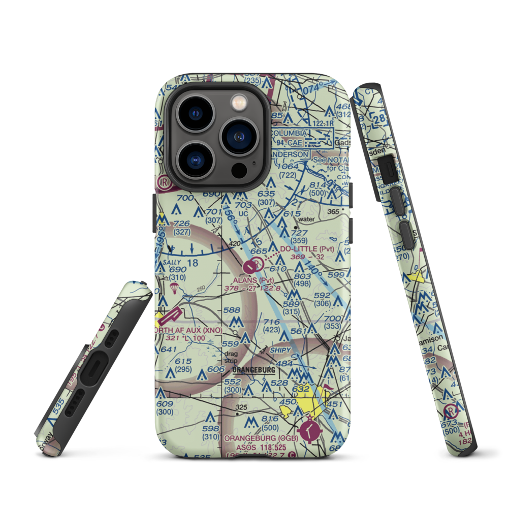 Alan's Airport (SC07) VFR Sectional  Tough iPhone Case iPhone 13 Pro model shown