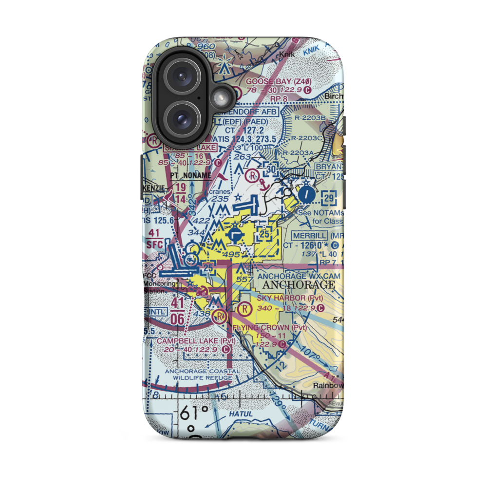 Alaska Regional Hospital Heliport (2OK) VFR Sectional  Tough iPhone Case iPhone 16 Plus model shown