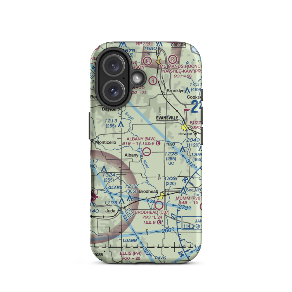 Albany Airport (54W) VFR Sectional  Tough iPhone Case iPhone 16 model shown