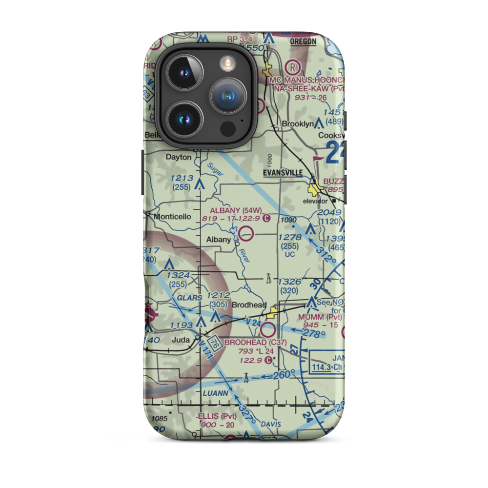 Albany Airport (54W) VFR Sectional  Tough iPhone Case iPhone 16 Pro Max model shown