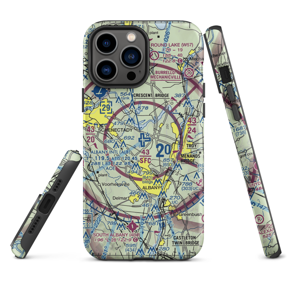 Albany International Airport (ALB) VFR Sectional  Tough iPhone Case iPhone 13 Pro Max model shown