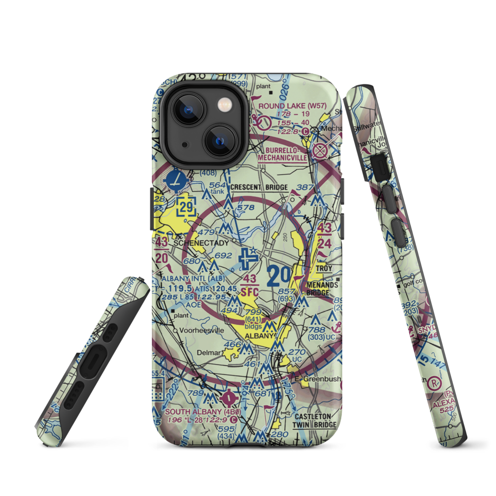 Albany International Airport (ALB) VFR Sectional  Tough iPhone Case iPhone 14 model shown