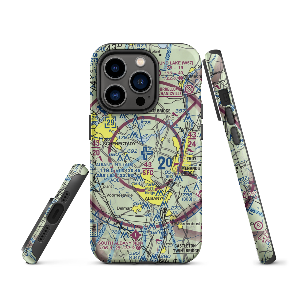Albany International Airport (ALB) VFR Sectional  Tough iPhone Case iPhone 14 Pro model shown