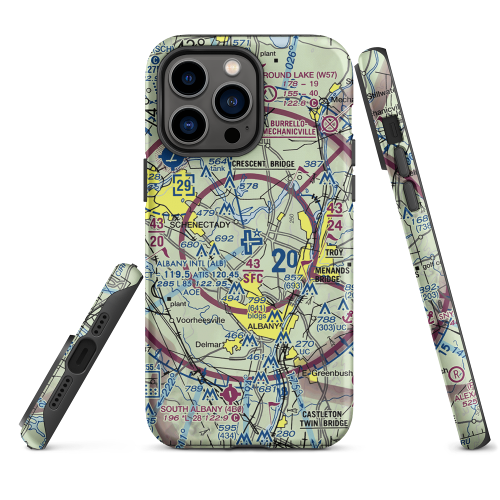 Albany International Airport (ALB) VFR Sectional  Tough iPhone Case iPhone 14 Pro Max model shown