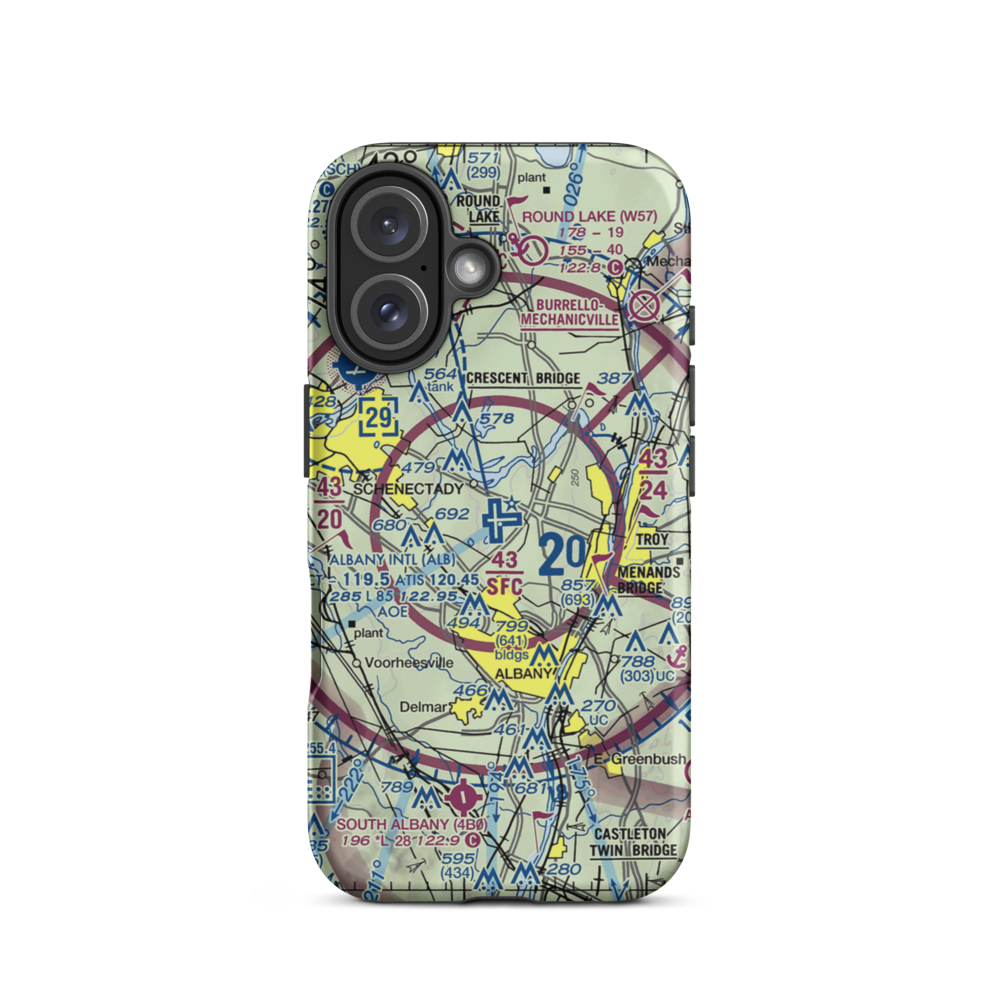 Albany International Airport (ALB) VFR Sectional  Tough iPhone Case iPhone 16 model shown