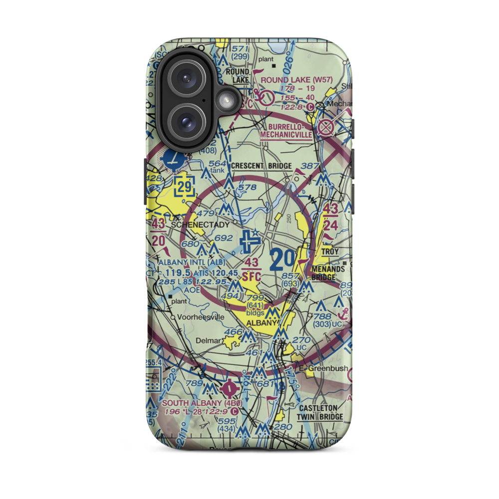 Albany International Airport (ALB) VFR Sectional  Tough iPhone Case iPhone 16 Plus model shown