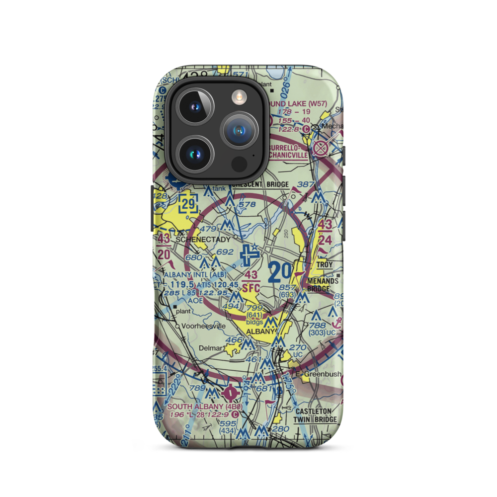 Albany International Airport (ALB) VFR Sectional  Tough iPhone Case iPhone 16 Pro model shown