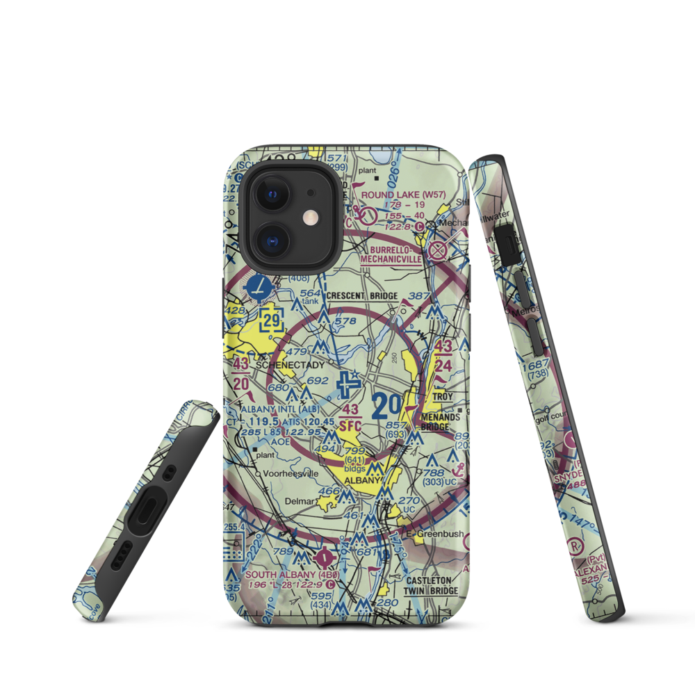 Albany International Airport (ALB) VFR Sectional  Tough iPhone Case iPhone 12 mini model shown