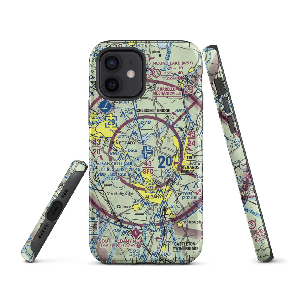 Albany International Airport (ALB) VFR Sectional  Tough iPhone Case iPhone 12 model shown