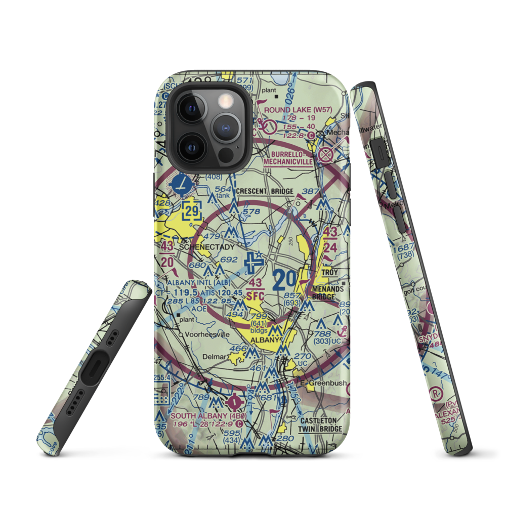 Albany International Airport (ALB) VFR Sectional  Tough iPhone Case iPhone 12 Pro model shown