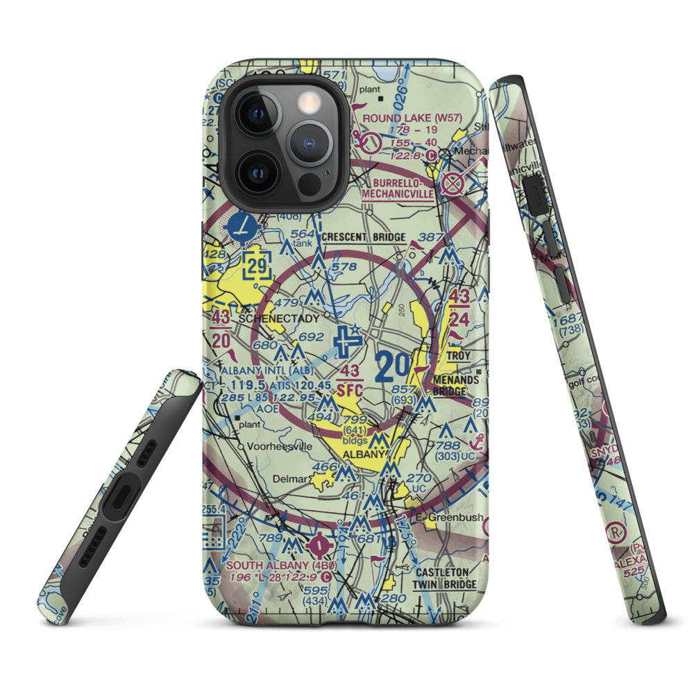 Albany International Airport (ALB) VFR Sectional  Tough iPhone Case iPhone 12 Pro Max model shown