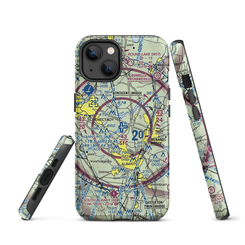 Albany International Airport (ALB) VFR Sectional  Tough iPhone Case iPhone 13 model shown