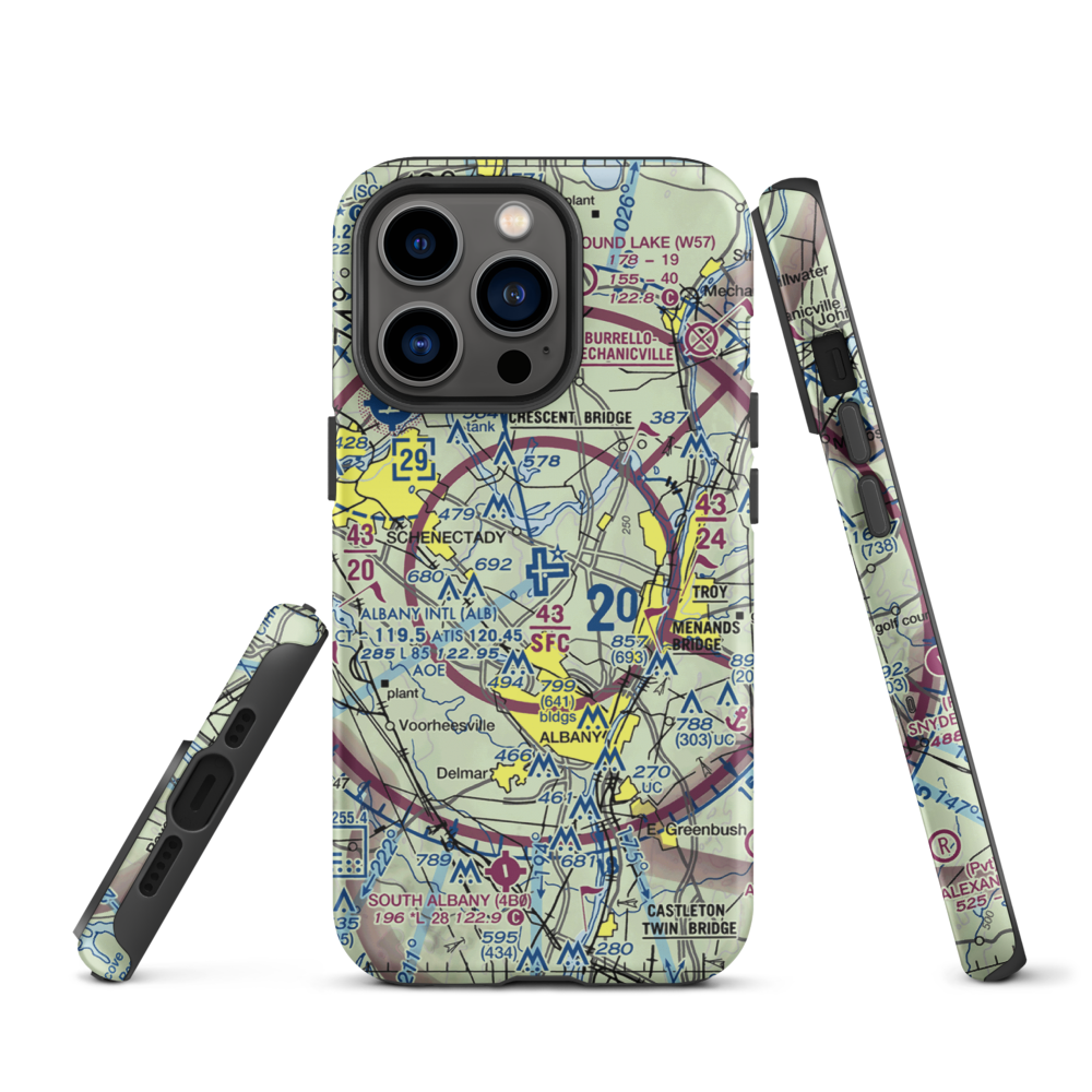Albany International Airport (ALB) VFR Sectional  Tough iPhone Case iPhone 13 Pro model shown