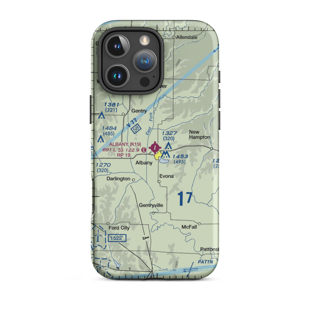 Albany Municipal Airport (K19) VFR Sectional  Tough iPhone Case iPhone 16 Pro Max model shown
