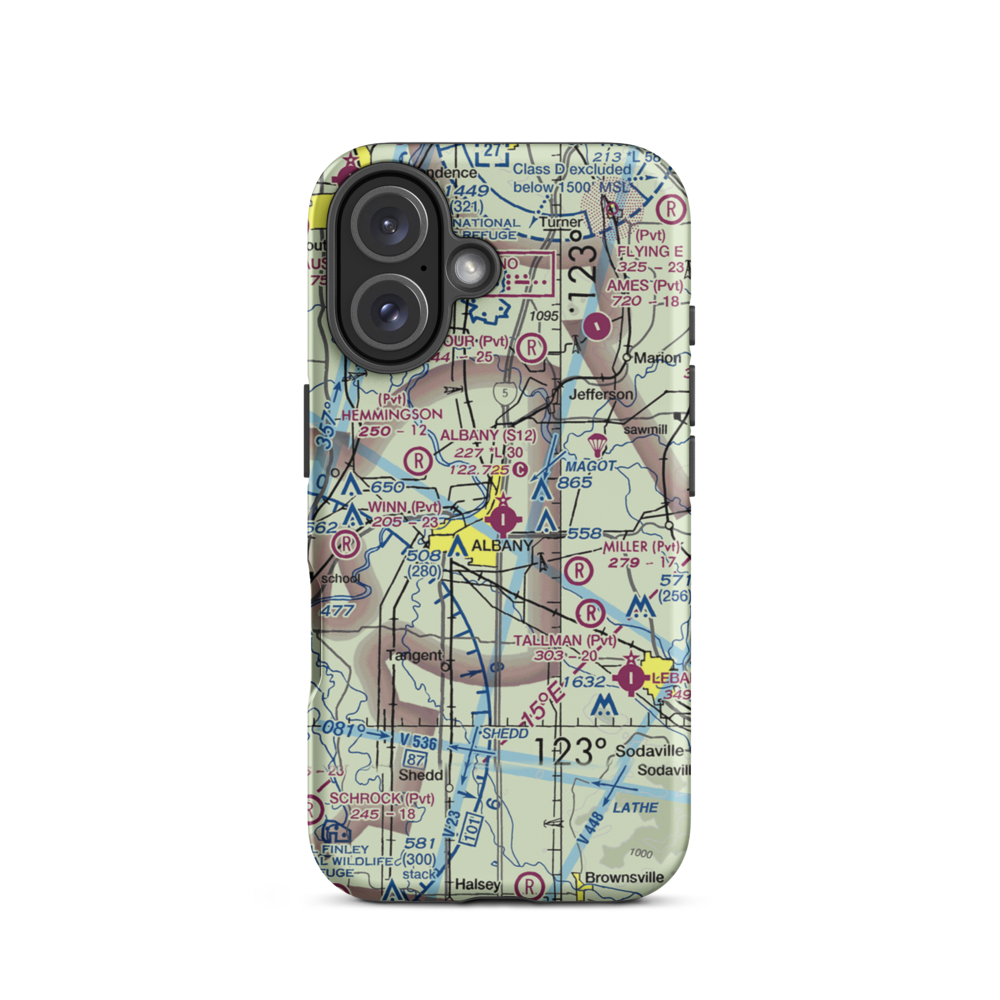 Albany Municipal Airport (S12) VFR Sectional  Tough iPhone Case iPhone 16 model shown