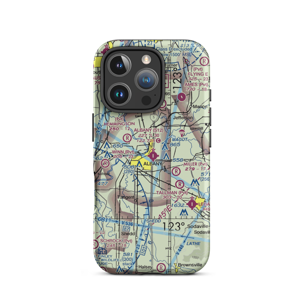 Albany Municipal Airport (S12) VFR Sectional  Tough iPhone Case iPhone 16 Pro model shown