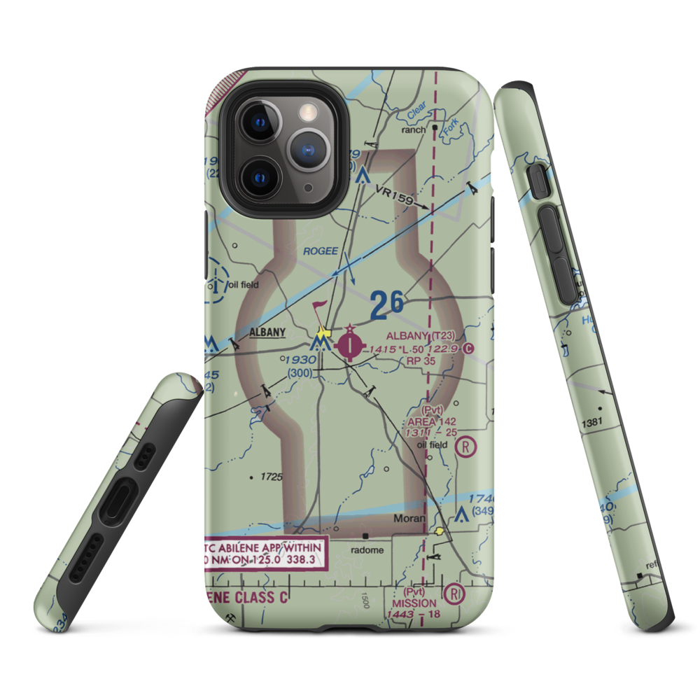Albany Municipal Airport (T23) VFR Sectional  Tough iPhone Case iPhone 11 Pro model shown