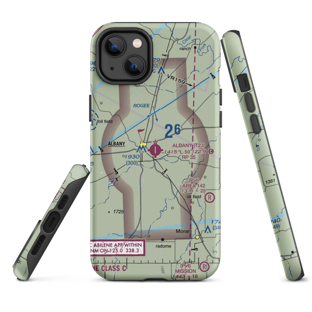 Albany Municipal Airport (T23) VFR Sectional  Tough iPhone Case iPhone 14 Plus model shown