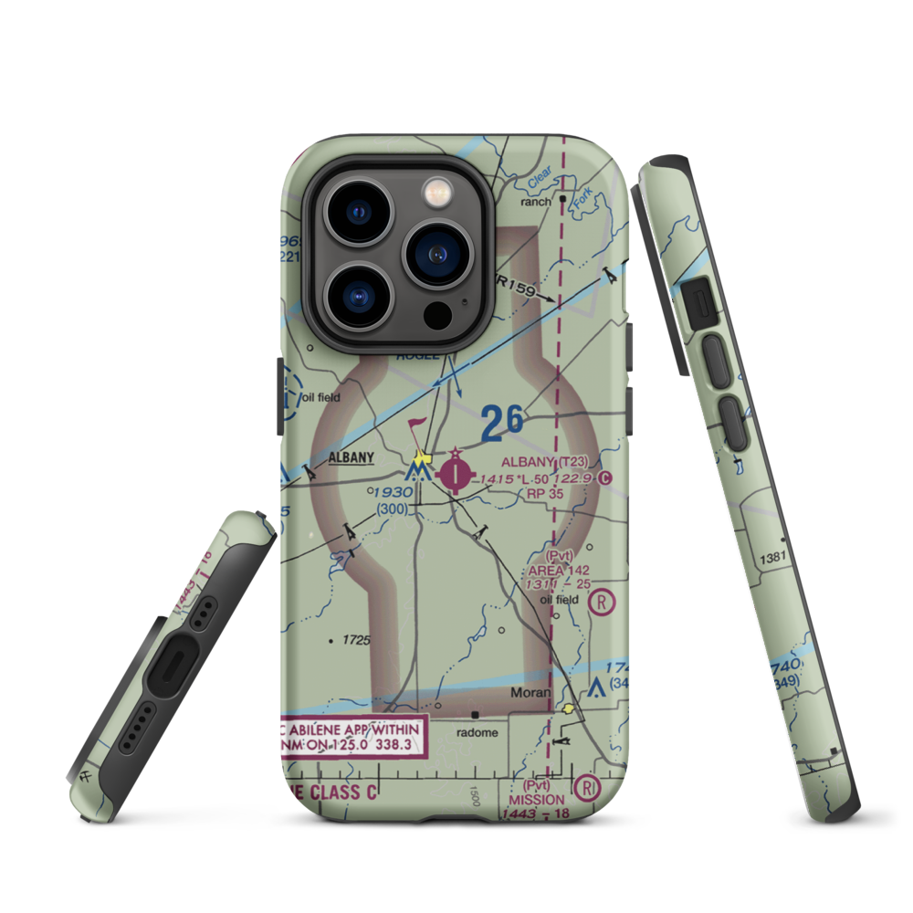 Albany Municipal Airport (T23) VFR Sectional  Tough iPhone Case iPhone 14 Pro model shown