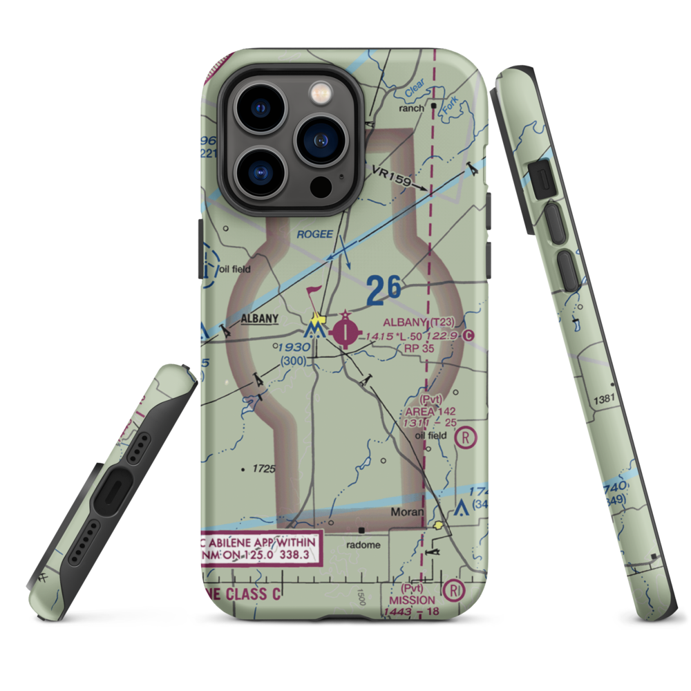Albany Municipal Airport (T23) VFR Sectional  Tough iPhone Case iPhone 14 Pro Max model shown