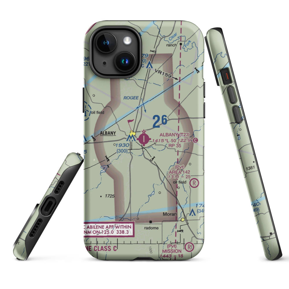 Albany Municipal Airport (T23) VFR Sectional  Tough iPhone Case iPhone 15 Plus model shown