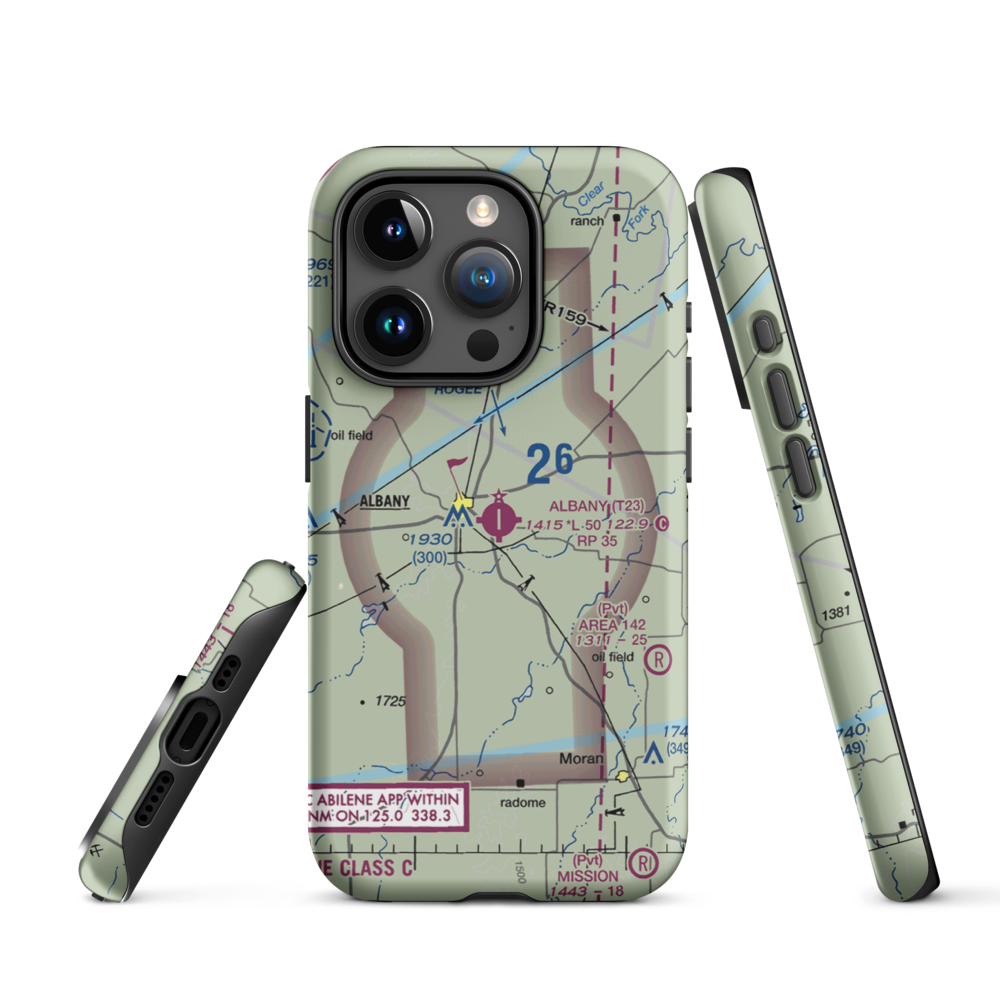Albany Municipal Airport (T23) VFR Sectional  Tough iPhone Case iPhone 15 Pro model shown