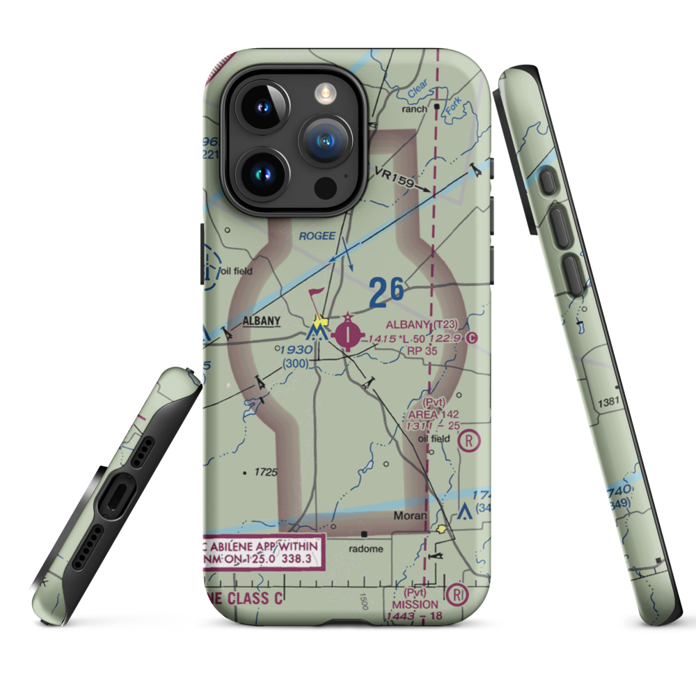 Albany Municipal Airport (T23) VFR Sectional  Tough iPhone Case iPhone 15 Pro Max model shown