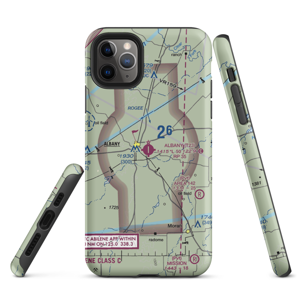 Albany Municipal Airport (T23) VFR Sectional  Tough iPhone Case iPhone 11 Pro Max model shown