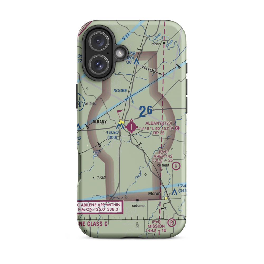 Albany Municipal Airport (T23) VFR Sectional  Tough iPhone Case iPhone 16 Plus model shown
