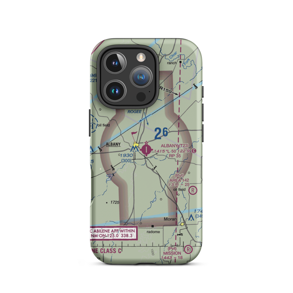 Albany Municipal Airport (T23) VFR Sectional  Tough iPhone Case iPhone 16 Pro model shown