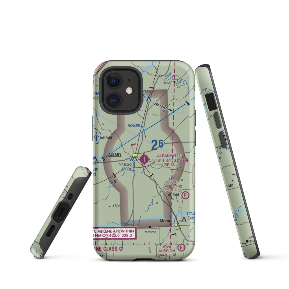 Albany Municipal Airport (T23) VFR Sectional  Tough iPhone Case iPhone 12 mini model shown