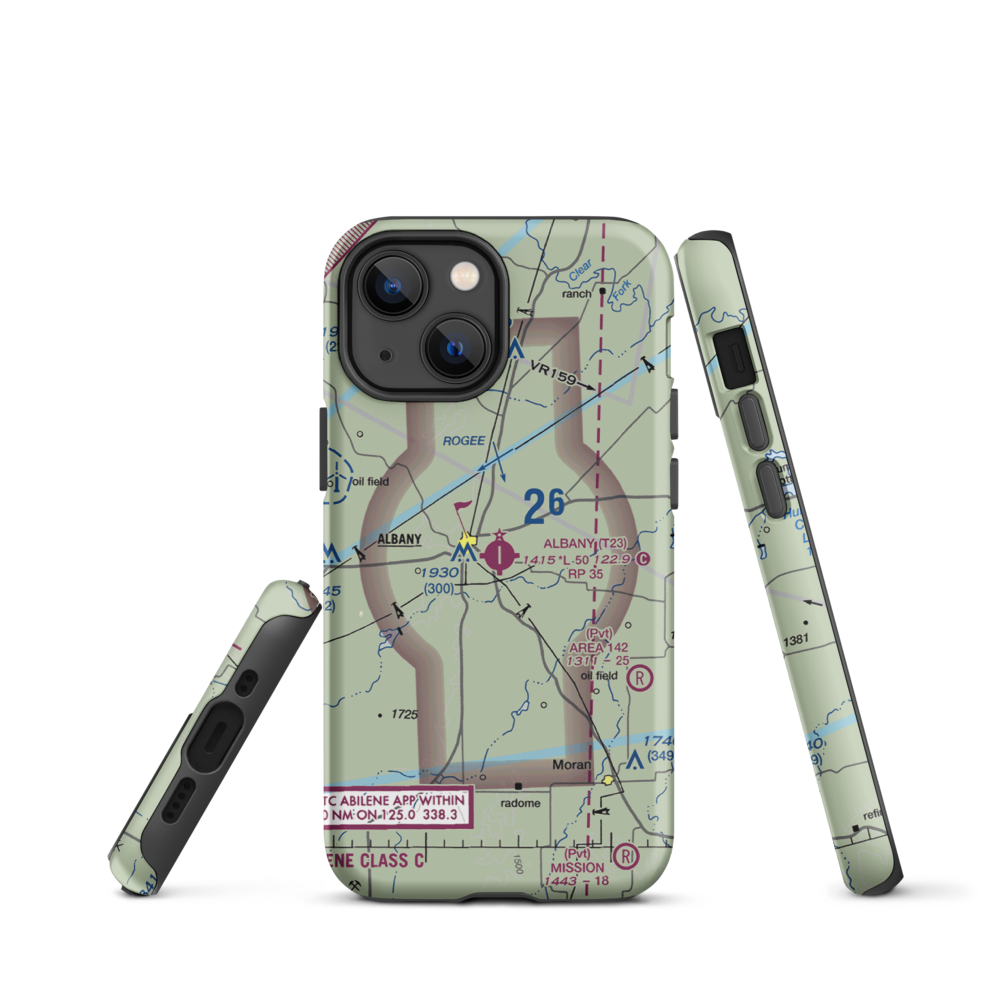 Albany Municipal Airport (T23) VFR Sectional  Tough iPhone Case iPhone 13 mini model shown